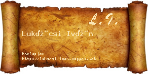 Lukácsi Iván névjegykártya